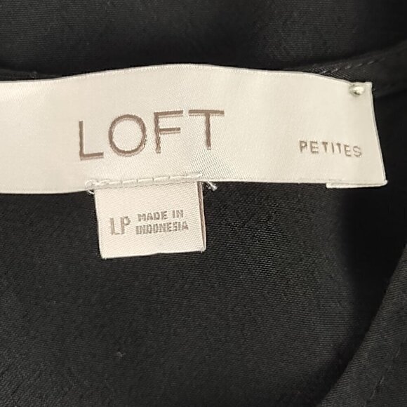 Loft Petites Women's A-line Black Short Sleeve, Lightweight Midi Dress Size LP - Picture 9 of 10